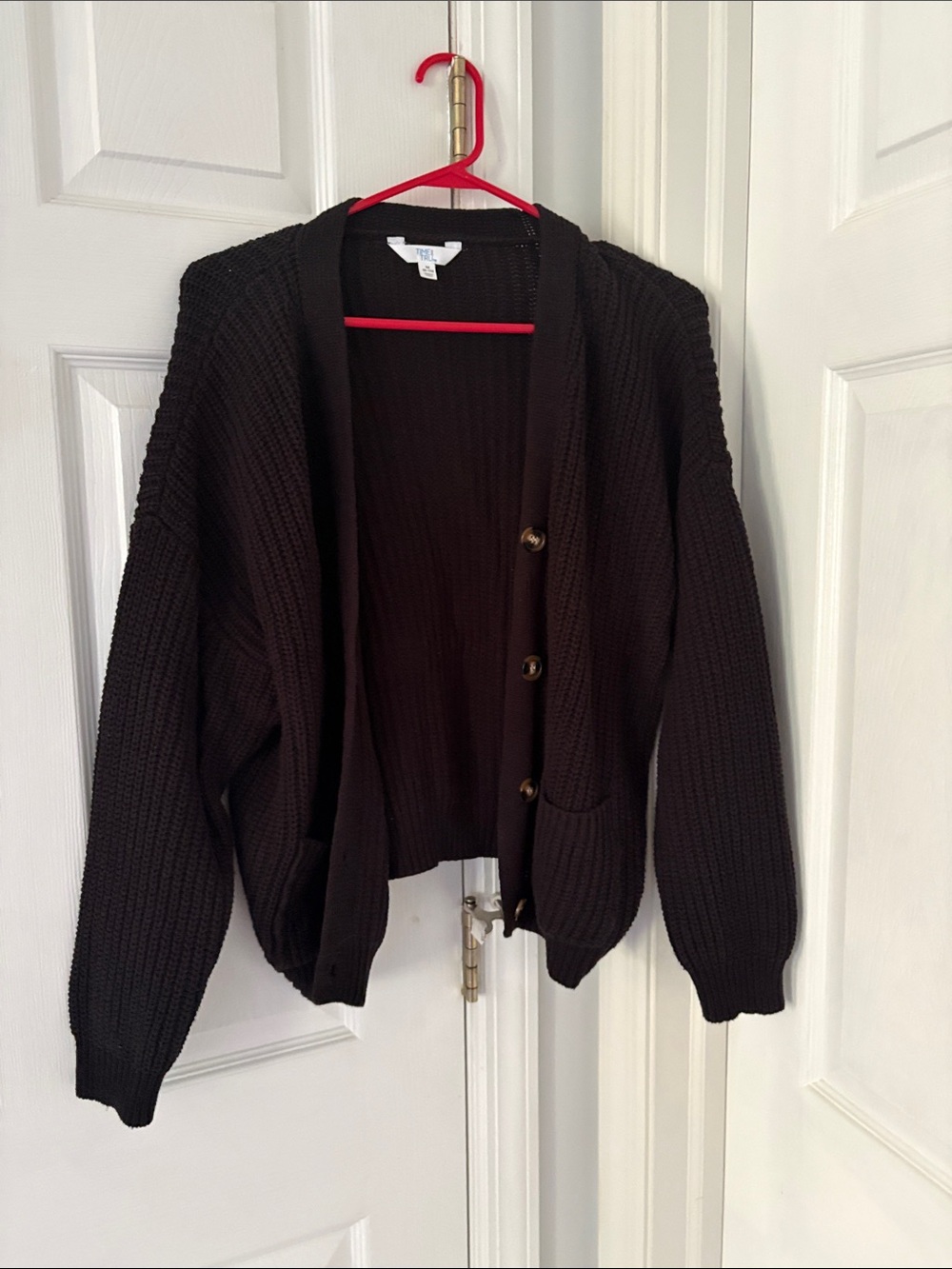 Time and Tru Black Chunky Button-Up Cardigan